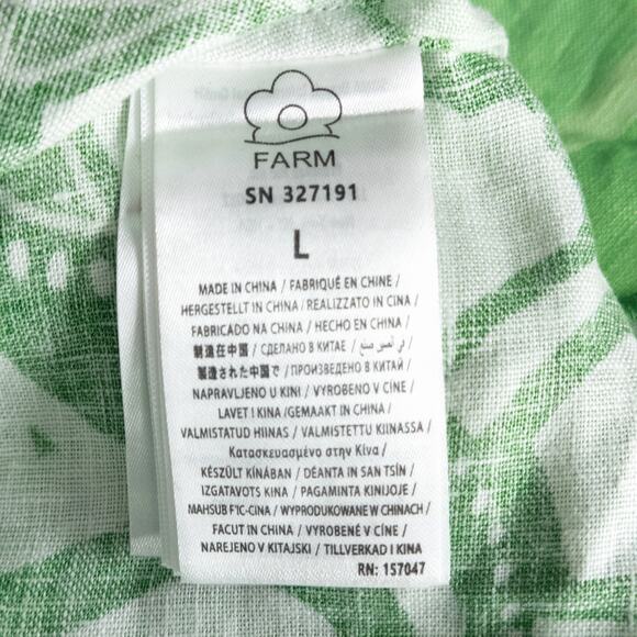 FARM Rio Cropped Top Botanical Print Green White Size L Resortcore - Picture 6 of 8